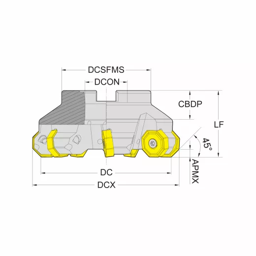 Корпус фрезы со сменными пластинами NC-ON0806-D100-A32-Z07-H